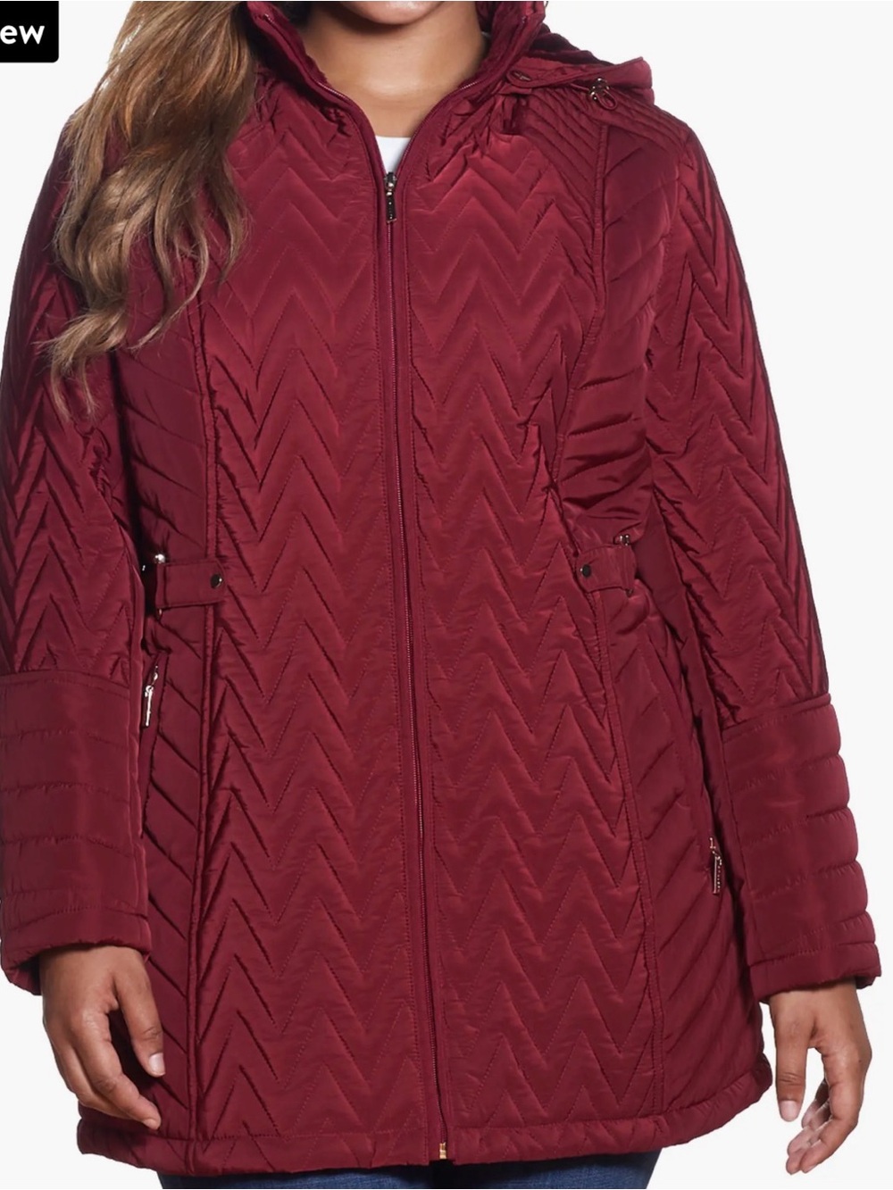Gallery Women 2X plusBurgundy
Quilted Hooded Full Zip jacket
Chevron pocket NWT